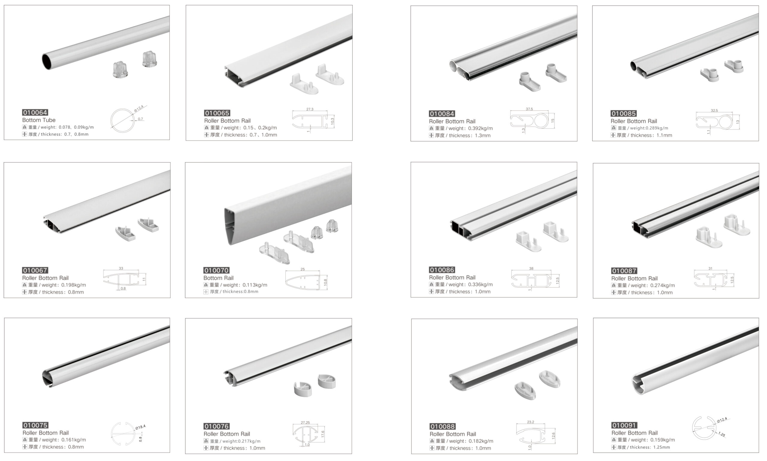 roller blind bottom rail