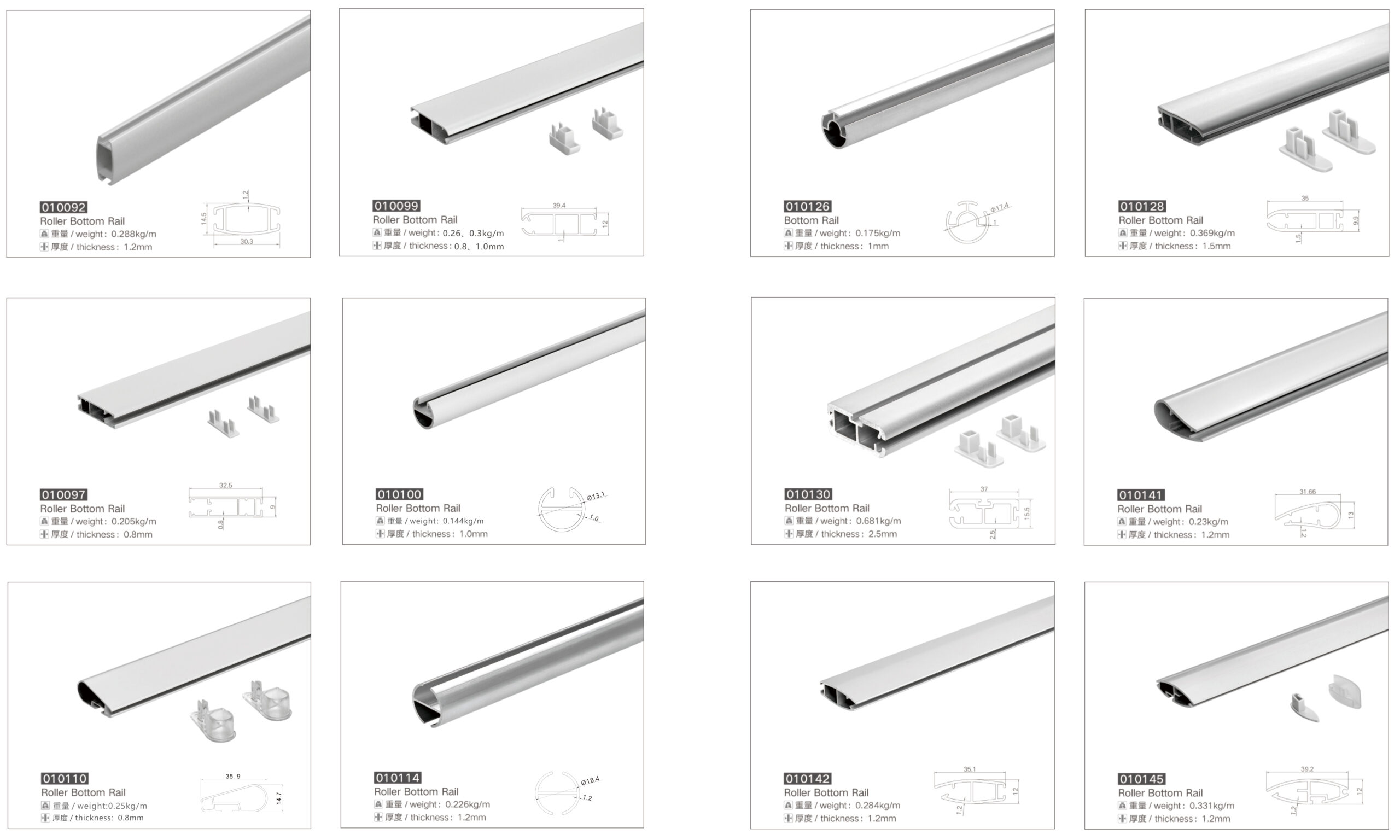 roller blind bottom rail