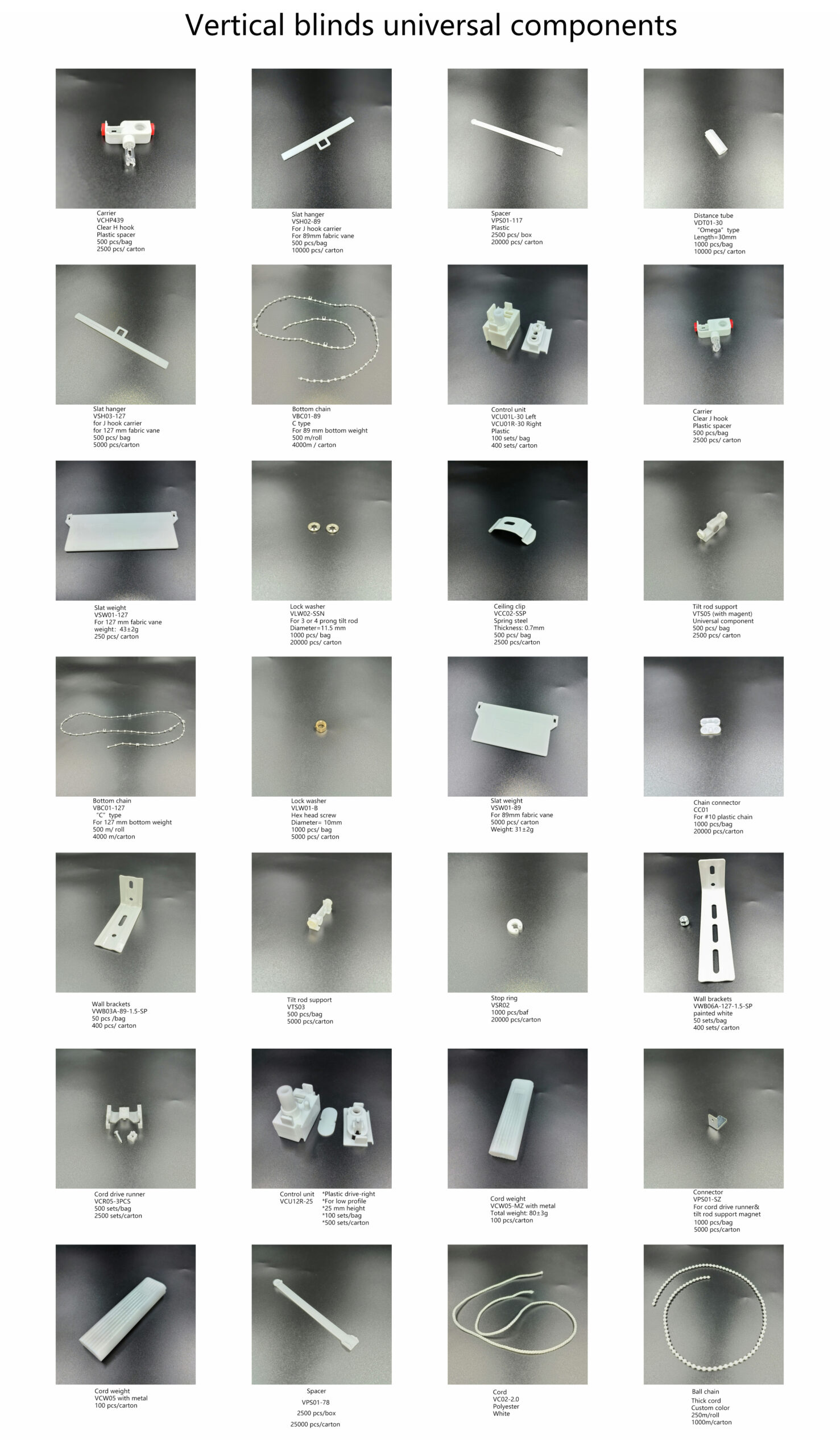 vertical blinds components